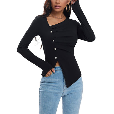 Irregularly Arranged Buttons Create A Sophisticated Top - Zambeel