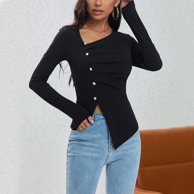 Irregularly Arranged Buttons Create A Sophisticated Top - Zambeel