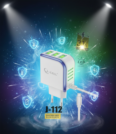 J - CELL - 3 - Port USB Charger - Zambeel