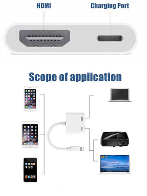 Lightning to HDMI HD Display With Same Screen Cable - Zambeel