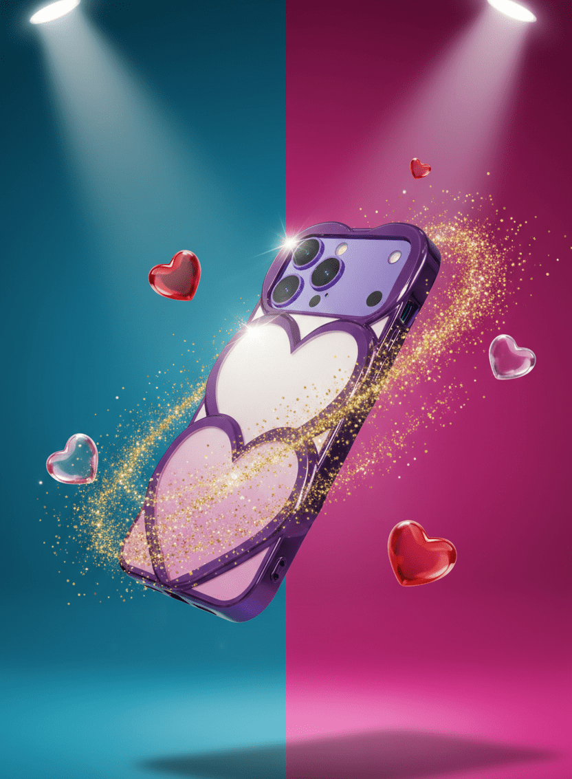 Luxury Double Heart Glitter iPhone Case - Zambeel