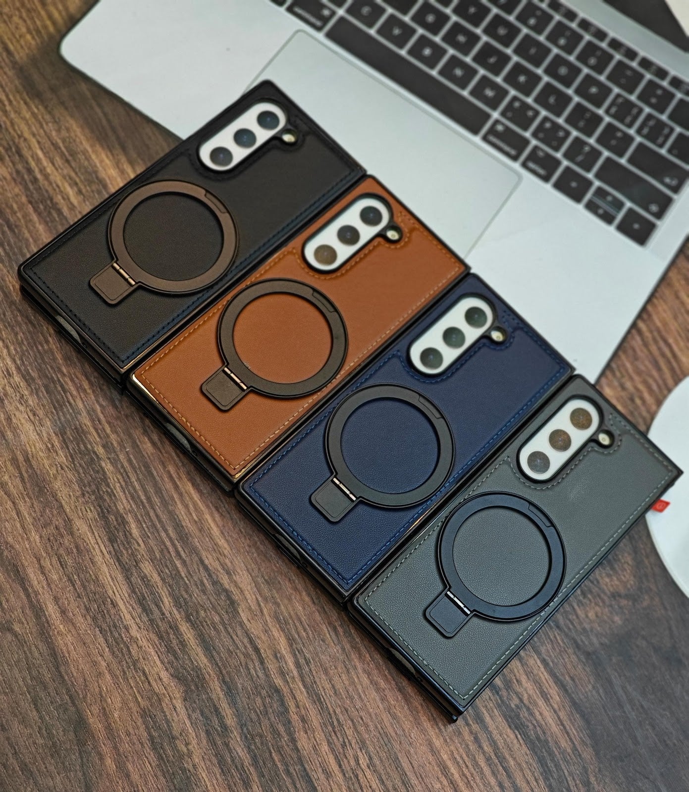 Luxury Leather MagSafe Ring Case – For Samsung Z Fold Series - Zambeel