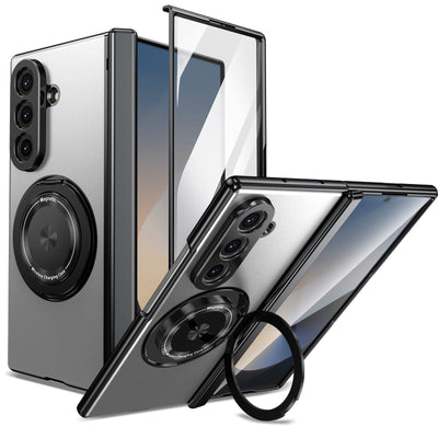 Magnetic Ring Kickstand Case with Tempered Glass - Zambeel