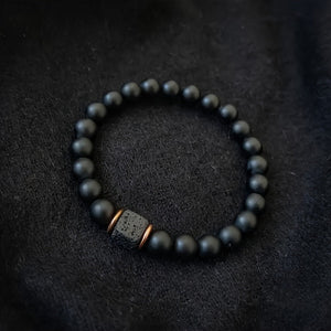 Men's Volcanic Stone Bracelet Square Black Agate - Zambeel
