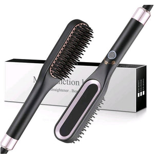 Mini Hair Straightener Brush Hot Comb Iron Ceramic - Zambeel