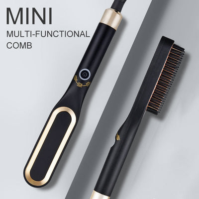 Mini Hair Straightener Brush Hot Comb Iron Ceramic - Zambeel