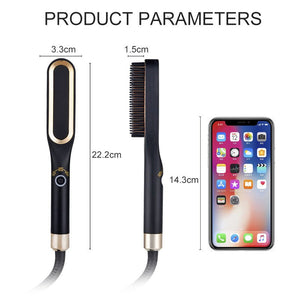 Mini Hair Straightener Brush Hot Comb Iron Ceramic - Zambeel