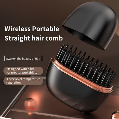 Mini Hair Straightening Comb Wireless Charging Portable Multifunctional Hair Care Not Hurt Hair Styling Comb Hair Straightener - Zambeel