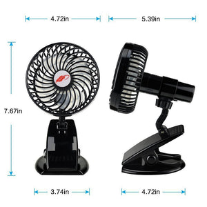 Mini Mute Clip Fan Rechargeable Silent 4 Blades Baby Stroller Fans Portable Air Cooling 3 Speeds Desk USB Fan with USB Output - Zambeel
