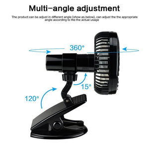 Mini Mute Clip Fan Rechargeable Silent 4 Blades Baby Stroller Fans Portable Air Cooling 3 Speeds Desk USB Fan with USB Output - Zambeel