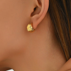 Niche Women's Ear Studs Geometric Pleated Lines - Zambeel