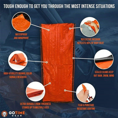 Outdoor Emergency Survival Sleeping Bag Portable Waterproof Reusable Blanket Camping Hiking Survival Rescue Thermal Blanket - Zambeel