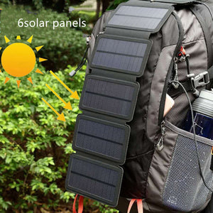 Outdoor Folding Solar Panel Charger Portable 5V 2.1A USB Output Devices Camp Hiking Backpack Travel Power Supply For Smartphones - Zambeel