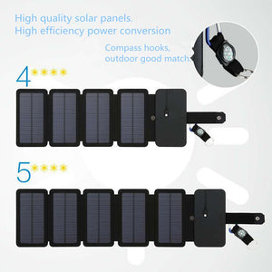 Outdoor Folding Solar Panel Charger Portable 5V 2.1A USB Output Devices Camp Hiking Backpack Travel Power Supply For Smartphones - Zambeel