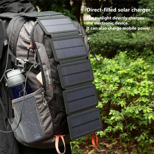 Outdoor Folding Solar Panel Charger Portable 5V 2.1A USB Output Devices Camp Hiking Backpack Travel Power Supply For Smartphones - Zambeel