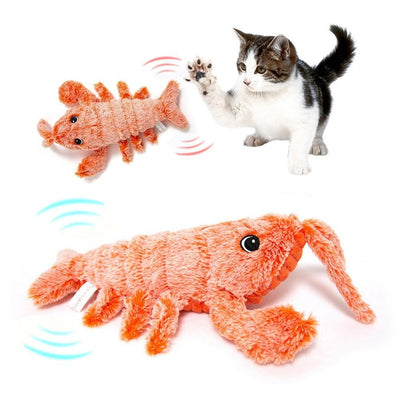 Pet Toys Electric Jumping Shrimp USB Charging Simulation Lobster Funny Cat Plush Pets Toy - Zambeel