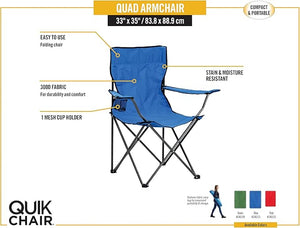 Portable Folding Camping Chair with Armrest & Cup Holder Ⓢ - Zambeel