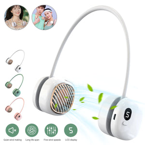 Portable Hanging Neck Fan 5 Speed Wearable Personal Fan Air Cooler Rechargeable - Zambeel