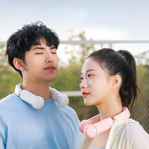 Portable Mini Neck Fan Portable Bladeless Fan USB Rechargeable Leafless Hanging Fans Air Cooler Cooling Wearable Neckband Fans - Zambeel