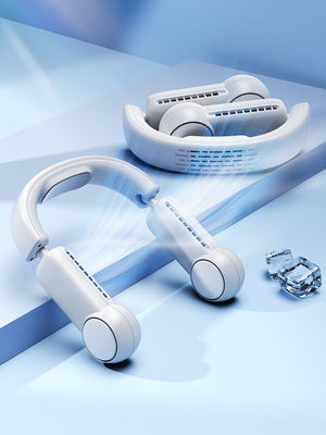 Portable Mini Neck Fan Portable Bladeless Fan USB Rechargeable Leafless Hanging Fans Air Cooler Cooling Wearable Neckband Fans - Zambeel