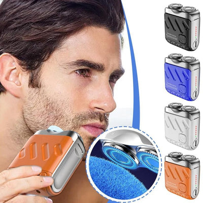 Portable Rotary Dual Ring Electric Shaver Men Travel Mini Shaver Double Floating Magnetic Blade Head Rechargeable Pocket Razors - Zambeel