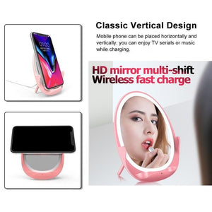 Portable Vertical With Fill Light Mirror Wireless Charger For Mobile Phone Bracket - Zambeel