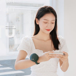 Portable Wrist Fan Mirror Leafless USB Rechargeable 3 Speed Adjustable Air Cooler Handheld - Zambeel