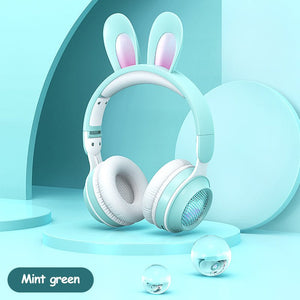 Rabbit Ear Headphones Wireless Luminous Extendable Wheat Headphones - Zambeel