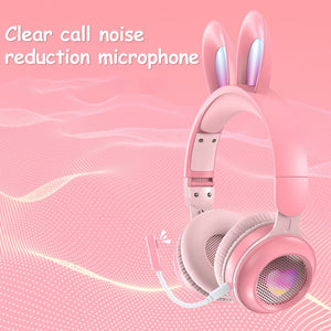 Rabbit Ear Headphones Wireless Luminous Extendable Wheat Headphones - Zambeel