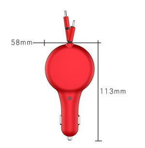Retractable Car Charger Fast Charge Flash Charge One For Two - Zambeel