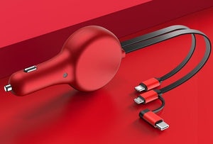 Retractable Car Charger Fast Charge Flash Charge One For Two - Zambeel