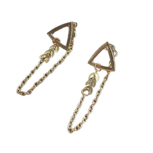 Retro Triangular Leaf Chain Tassel Earrings Trendy - Zambeel