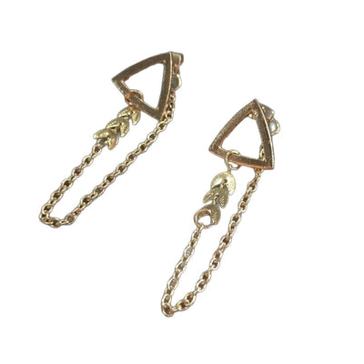 Retro Triangular Leaf Chain Tassel Earrings Trendy - Zambeel