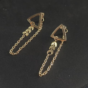 Retro Triangular Leaf Chain Tassel Earrings Trendy - Zambeel