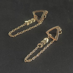 Retro Triangular Leaf Chain Tassel Earrings Trendy - Zambeel