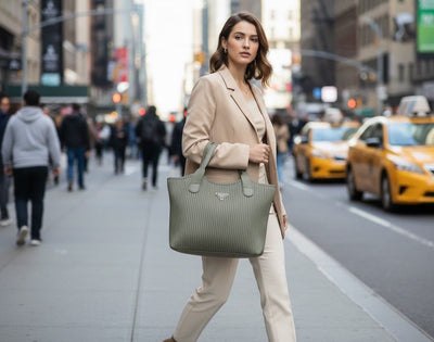 Ribbed Texture Tote Handbag - Zambeel