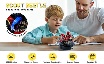 Robotime Rokr Scout Beetle ABS Plastic Metal Punk Style 3D Puzzle Gift For Kids Adults Easy Assembly Mechanical Design Game Toys - Zambeel