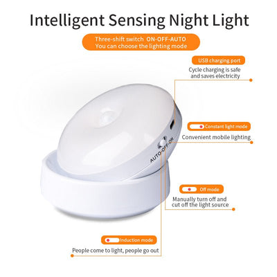 Rotating Human Body Sensor Light Corridor Garage Light Wardrobe Light Motion Sensor Night Light - Zambeel