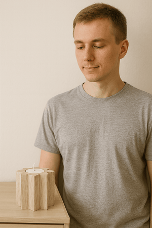 Rustic Wooden Tealight Candle Holder - Zambeel