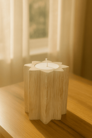 Rustic Wooden Tealight Candle Holder - Zambeel