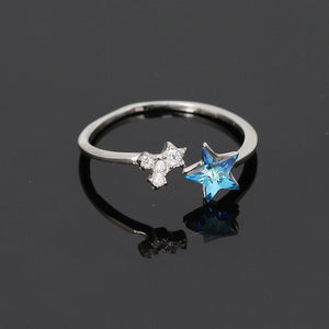 S925 Sparkling Blue Star Index Finger Ring - Zambeel
