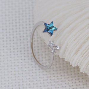 S925 Sparkling Blue Star Index Finger Ring - Zambeel