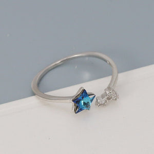 S925 Sparkling Blue Star Index Finger Ring - Zambeel