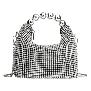 Shiny Rhinestone Clutch Chain Dinner Bag - Zambeel