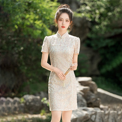 Short Lace Cheongsam, Women's Summer Dress - Zambeel