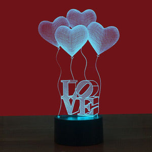 Simple Love Colorful 3D Touch Night Light - Zambeel