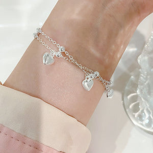 Special - interest Design Double - layer Three - dimensional Peach Heart Bracelet - Zambeel