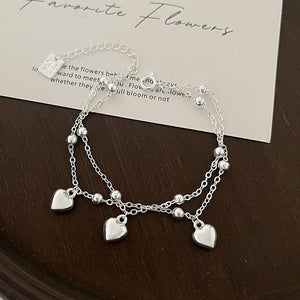 Special - interest Design Double - layer Three - dimensional Peach Heart Bracelet - Zambeel