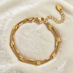 Stainless Steel Plated Minimalist Multi - Layer Bracelet - Zambeel