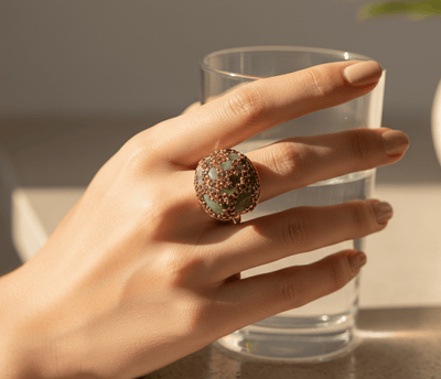 Tone Crystal Dome Statement Ring - Zambeel